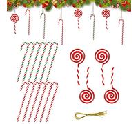 KBNIAN 16PCS Christmas Lollipop Ornament, 3 Styles Xmas Tree Candy Cane Ornament White and Red Christmas Decorations Lollipop Hanging Candy Canes Ornaments with Golden Thread for Christmas Tree Decor