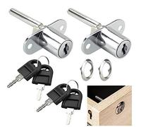 KBNIAN 2 Pcs Drawer Lock, Plunger Lock with Key Zinc Alloy File Cabinet Lock Cupboard Cam Lock Cabinet Door Locks for Filing Cabinets Wardrobe Display Cabinet Furniture (Silver)