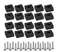 KBNIAN 20 Pcs Rubber Furniture Pads 22mm Square Feet with Screws Thick Elastomer Chair Leg Caps Protectors Non-slip Rubber Stoppers with Metal Gaskets for Chair Table Stool Hardwood Floor - Black