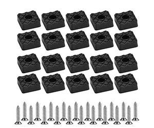 KBNIAN 20 Pcs Rubber Furniture Pads 22mm Square Feet with Screws Thick Elastomer Chair Leg Caps Protectors Non-slip Rubber Stoppers with Metal Gaskets for Chair Table Stool Hardwood Floor - Black