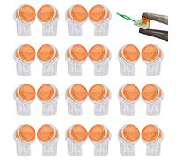 KBNIAN 200 Pcs Button Telephone Wire Connectors, Waterproof Orange Clear UY Connector K1 Cable Connectors 2 Way Gel Filled Connector Crimps Jelly Crimp Wire Connectors For Cable Data Phone Wire Joints