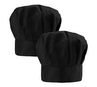 KBNIAN 2Pcs Chef Hat Adjustable Elastic Kitchen Chef Cap with Breathable Cotton Uniforms Baker Cooking Hat for Adults House Hotel Restaurant Use (Black)