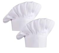 KBNIAN 2Pcs Chef Hat Adjustable Elastic Kitchen Chef Cap with Breathable Cotton Uniforms Baker Cooking Hat for Adults House Hotel Restaurant Use (White)