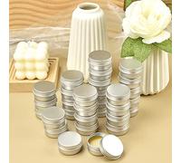 KBNIAN 30Pcs Aluminium Tins Jars, Empty Cosmetics Container Pots Travel Sample Pots Round Cans with Screw Lids for DIY Crafts, Cosmetics, Salve, Candle, Lip Balm, Travel Storage (15ml)