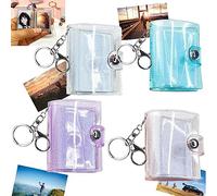KBNIAN 4Pcs 2 Inch Mini Photo Album Keyring, 24 Pockets Photo Storage PVC Mini Small Photo Album Binder with Lobster Clasp Keychain Clear Pocket Photo Album Keychain for Cards, Pictures, ID Photo