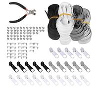 KBNIAN 5 Pcs Nylon Endless Zip, 2.5 m Zippers 4 Colors Sewing Zippers Nylon Coil Zippers Zip Repair Kit with 50 Top Stoppers, 25 Bottom Stoppers, 25 Zippers,1 Pliers for Tailor Sewing Crafts Clothing