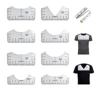 KBNIAN 8PCS T-Shirt Rulers Guide T-Shirt Alignment Tools T-Shirt DIY Printing Rulers T-Shirt Alignment Ruler Set Neck Calibration Tool with Soft Tape Measurefor Adult Youth Toddler
