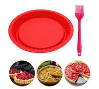 KBNIAN Silicone Baking Moulds, 10inch Round Cake Moulds with Oil BrushNon-Stick & Quick Release Cake Baking Mould BPA-Free Cake Base Mould Silicone Pie Molds for Baking Cake Bread Pie Pancake Muffin