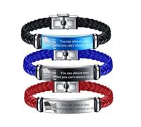 KBNSUIAN 3pcs Red/Black/Blue Leather America Flag & Charlie Kirk Memorial Bracelets, USA Freedom Support Statement Bangles for Men Women