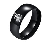KBNSUIAN Black Floral D Initial Ring for Men Women,Flower Alphabet Capital Nickname Anniversary Promise Wedding Band for Him Her,Dainty Stainless Steel Polished Plain Thumb Ring 8mm,Size 9