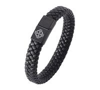 KBNSUIAN Celtic Cross Bracelet for Men Women, Stainless Steel Christianity Irish Trinity Knot Symbol Protection Amulet Leather Cuff Bangle with Magnetic Clasp, Pagan Celtics Jewellery,18.5cm