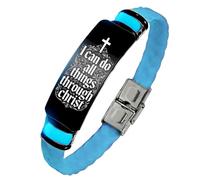 KBNSUIAN Glow in The Dark Floral Cross & Scripture Silicone Bracelet, I Can Do All Things Through Christ Religious Christian Faith Gift for Men Women