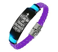 KBNSUIAN Glow in The Dark Floral Cross & Scripture Silicone Bracelet, I Can Do All Things Through Christ Religious Christian Faith Gift for Men Women