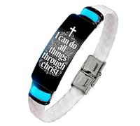 KBNSUIAN Glow in The Dark Floral Cross & Scripture Silicone Bracelet, I Can Do All Things Through Christ Religious Christian Faith Gift for Men Women