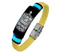 KBNSUIAN Glow in The Dark Floral Cross & Scripture Silicone Bracelet, I Can Do All Things Through Christ Religious Christian Faith Gift for Men Women