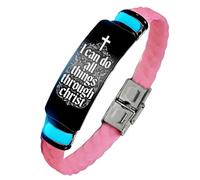 KBNSUIAN Glow in The Dark Floral Cross & Scripture Silicone Bracelet, I Can Do All Things Through Christ Religious Christian Faith Gift for Men Women