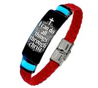 KBNSUIAN Glow in The Dark Floral Cross & Scripture Silicone Bracelet, I Can Do All Things Through Christ Religious Christian Faith Gift for Men Women