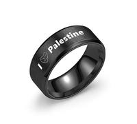 KBNSUIAN I Love Palestine Ring Palestinian Flag Inspired Stainless Steel Band Palestine Support Jewellery for Men Women, Size 11