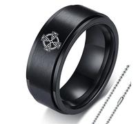 KBNSUIAN Minimalist Celtic Knot Cross Anxiety Spinner Ring for Women Men - Stainless Steel Nordic Irish Amulet Wedding Band Ring Necklace with Chain, Celtics Protection Jewellery, Size 8,Black