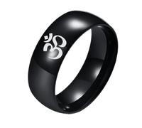 KBNSUIAN Minimalist Yogi Om Ohm Ring - Inspirational Yoga Serenity Meditation Reminder Finger Ring - Stainless Steel Polished Buddha Spirit Symbol Plain Band Wedding Ring, Size 9