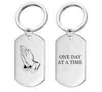 KBNSUIAN Prayer Hand Amulet Keychain for Women Men - Personalised Stainless Steel Christian Serenity Drive Safe Key Hoop Tag - Positive Christening Healing Protection Keys Holder for Mom Dad Son