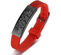 KBNSUIAN Religious Hebrew Bracelet Jewish Biblical Hebrews Scriptures Engraved Silicone Bangle Wristband Judaica Blessing Amulets Israeli Jewellery Gifts, Adjustable, Red