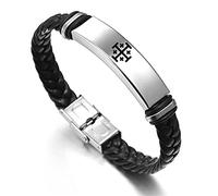 KBNSUIAN Religious Medieval Jewelry Braided Wrap Leather Jerusalem Crusaders Cross Bracelet for Men Women Gr rossbars Faith Symbol Personalized Engraved Bangle for Church Christening, 8.26 Inch