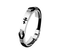 KBNSUIAN Religious Orthodox Layered Silicone Bracelet with Stainless Steel Buckle, Greek Russian Cross Crucifix Faith Symbolic Bangle for Women Men Eastern Orthodox Christian Jewellery, 8.26 Inch