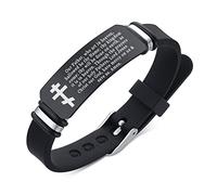 KBNSUIAN Religious Russian Orthodox Cross Silicone Bracelet with Prayers Eastern Crucifix Jesus Protection Bangle Christian Faith Reminder Jewellery for Communion Church Meditation