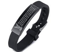 KBNSUIAN Saint Michael The Defender Archangel Prayer Silicone Bracelet Bangle for Adults Teens, Christ Warrior Patron St. Michael Amulet Wristband Personalised Christian Jewellery, Black