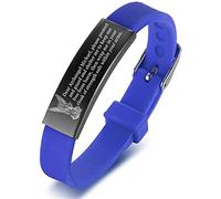KBNSUIAN Saint Michael The Defender Archangel Prayer Silicone Bracelet Bangle for Adults Teens, Christ Warrior Patron St. Michael Amulet Wristband Personalised Christian Jewellery, Blue