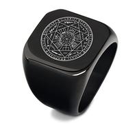 KBNSUIAN Seal of Seven Archangels Talisman Signet Ring Stainless Steel 7 Saint Angels Protection Amulet Finger Ring Catholic Jewellery for Women Men Anniversary Birthday Gifts for Him Her,Size 9