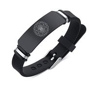 KBNSUIAN Shree Yantra Sacred Geometry Silicone Bracelet, Black Hindu Amulet Symbol of Sri Yantra Protection Bangle for Men Women, Adjustable