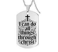 KBNSUIAN Stainless Steel Christian Necklace Cross Floral I Can Do All Things Philippians 4:13 Scripture Engraved Pendant for Men Women, Inspirational Gifts for Son Husband GF