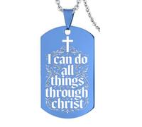 KBNSUIAN Stainless Steel Christian Necklace Cross Floral I Can Do All Things Philippians 4:13 Scripture Engraved Pendant for Men Women, Inspirational Gifts for Son Husband GF