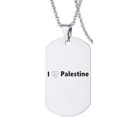 KBNSUIAN Stainless Steel Palestine Support Jewellery, I Love Palestine Map Flag Symbol of Solidarity Necklace Palestinians Military Pendant for Men Women, Silver