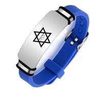 KBNSUIAN Star of David Hexagram Sacred Geometry Silicone Bracelet, Yahweh Jehovah Tetragrammaton The Name of God in Hebrew Bangle Wristband, Israel Jewish Amulet Jewellery Gift, Adjustable, Blue