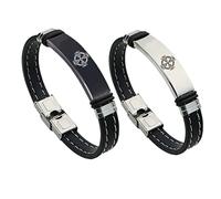 KBNSUIAN Stylish Catholic Celtic Cross Amulet Silicone Strap Bracelet for Women Men, Chrisitan Symbol Irish Crosses Knots Protection Wristband, Religious Ireland Jewellery,8.26 inch, Black,Silver