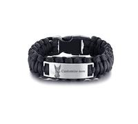 KBNSUIAN The Warrior Archangel Michael Bracelet Catholic Christ Godness Saint Michael Protection Paracord Bangle, Religious Christian Personalised Jewellery for Men Women, Black, 9 inch, Customized