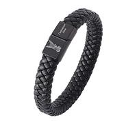KBNSUIAN The Warrior Archangel St. Michael Protection Leather Bracelet, Catholic Christ Godness Saint Michael Prayers Religious Christian Personalised Bangle for Men Women, Black, 8 7inch
