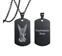 KBNSUIAN The Warrior Archangel St. Michael Protection Necklace, Stainless Steel Catholic Christ Godness Saint Michael Prayers Pendant Religious Christian Personalised Jewellery , Customized, Black
