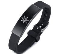 KBNSUIAN Wicca Heptagram Silicone Bracelet Women Mens 7-Pointed Star Faery Star Symbol Wristband Bangle Personalized Religious Protector Faerie Septagram Amulets Gifts for Pagan, Adjustable, Black
