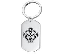 KBNSUIAN Women Men's Celtic Cross Irish Knot Keychain, Stainless Steel Ireland Crucifix Protection Key Ring Tag, Christian Amulet Gifts for Mom Dad Son