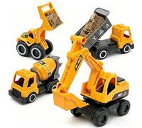 Kbnuetyg Construction Trucks - with Educational Bulldozer and Learning, Set of 4 Construction Trucks for Sand, for Boys and Girls, Backyard, Park, Beach, Travel, Camping