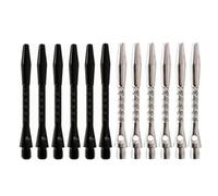 KBOLAE 12 Pcs 50mm Dart Shafts Aluminum Alloy Throwing Sports Bar Fitness Gym Equipment Engraved Replacement Black and Silvery