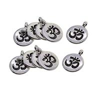 KBOLAE 30 Pcs Tibetan Silvery Yoga Charms DIY Pendant for Necklace Jewelry Making OM