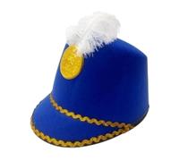KBOLAE American Marching Band Hat with Feather for Stage Performance Party Dress up blue, 24x18cm