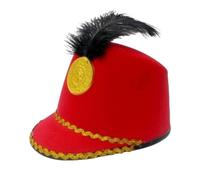KBOLAE American Marching Band Hat with Feather for Stage Performance Party Dress up red, 24x18cm