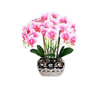 KBOLAE Artificial Orchid Bonsai with Vase Phalaenopsis Faux Plants Orchids Arrangements Living Room Home Wedding Decoration Purple, Purple White