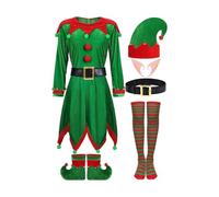 KBOLAE Complete Set For Women Elf Costume Santa Claus Costume Christmas Deluxe Outfit Adopts Classic Christmas Images Polyester green S